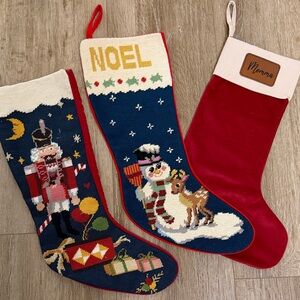 Festive Christmas Stocking Set - Nutcracker, Snowman, and Red Velvet. $15/set 3